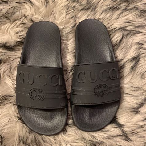 blsck gucci slides|Gucci slides all black.